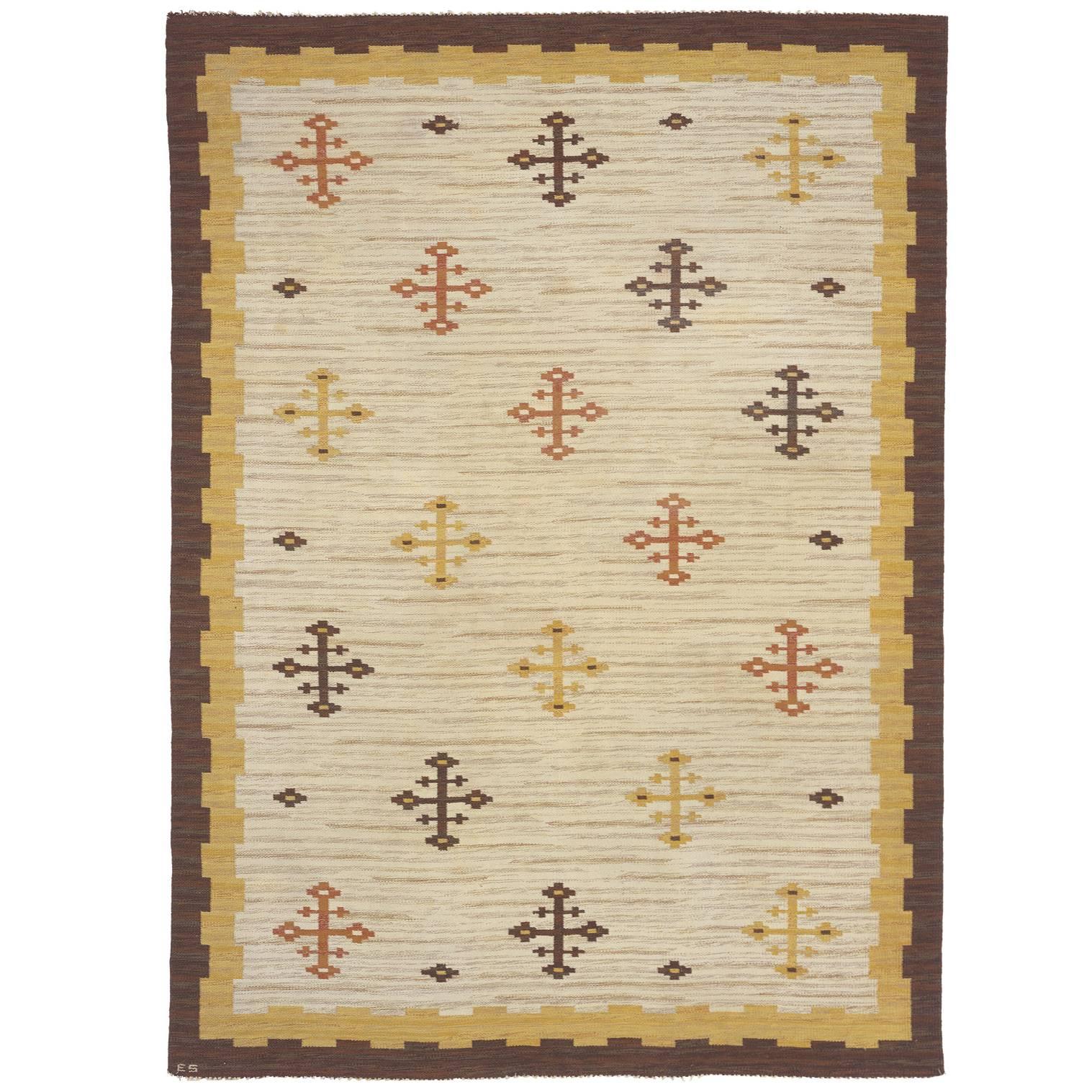 Schwedischer Flachgewebe-Teppich aus dem frühen 20. Jahrhundert