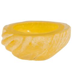 Seguso Vetri d'Arte 'Corroso' Yellow Murano Glass Bowl, Signed