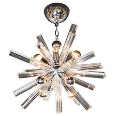 Mid-Century Modern Sputnik Chrome Chandelier with Murano Triedre Rods by Camer 8
