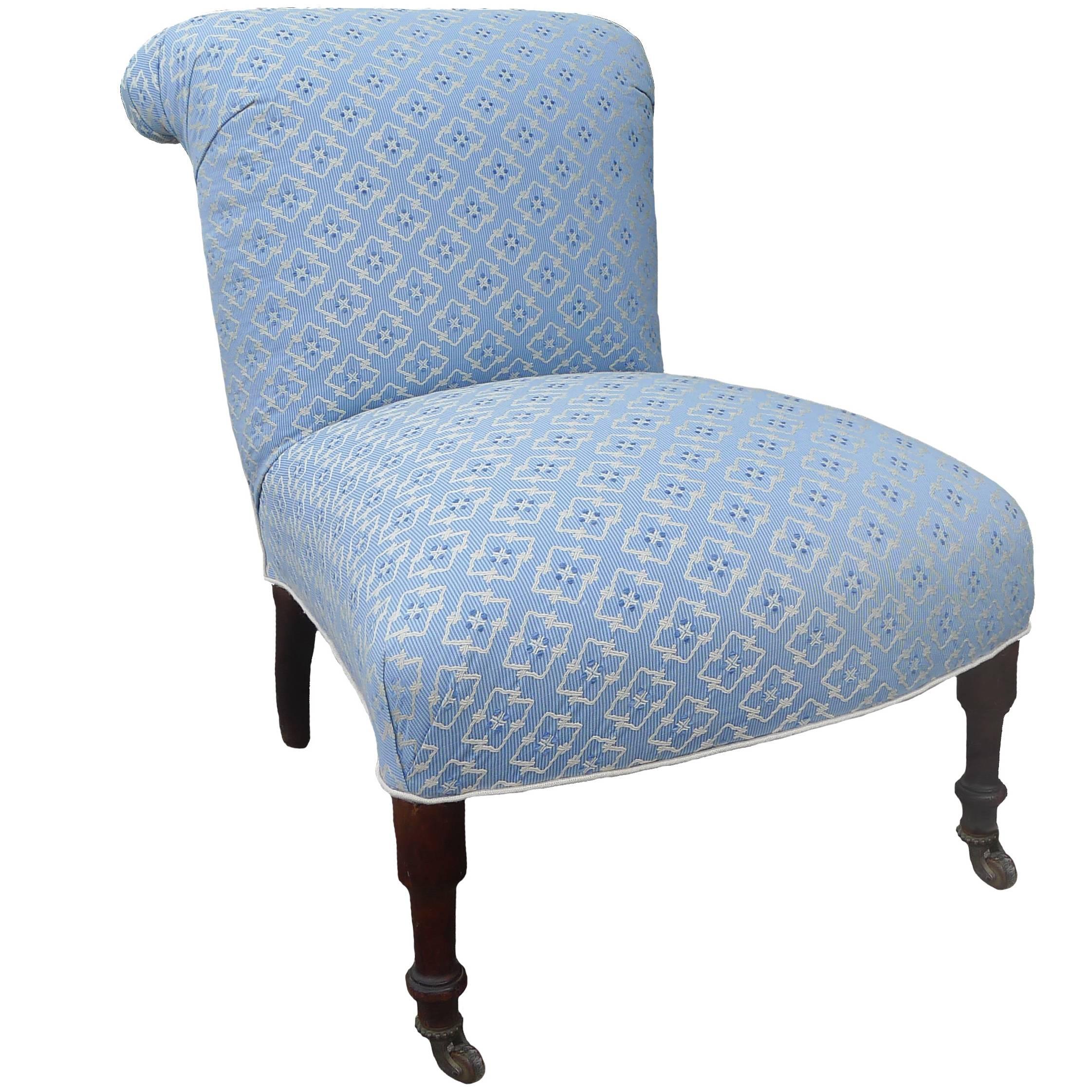 19th Century Napoléon III Newly Upholstered Slipper Chair