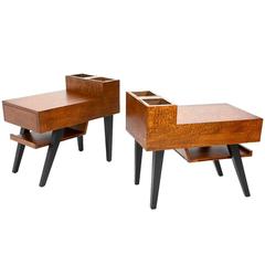 Pair of Modernist Side Tables with Planters