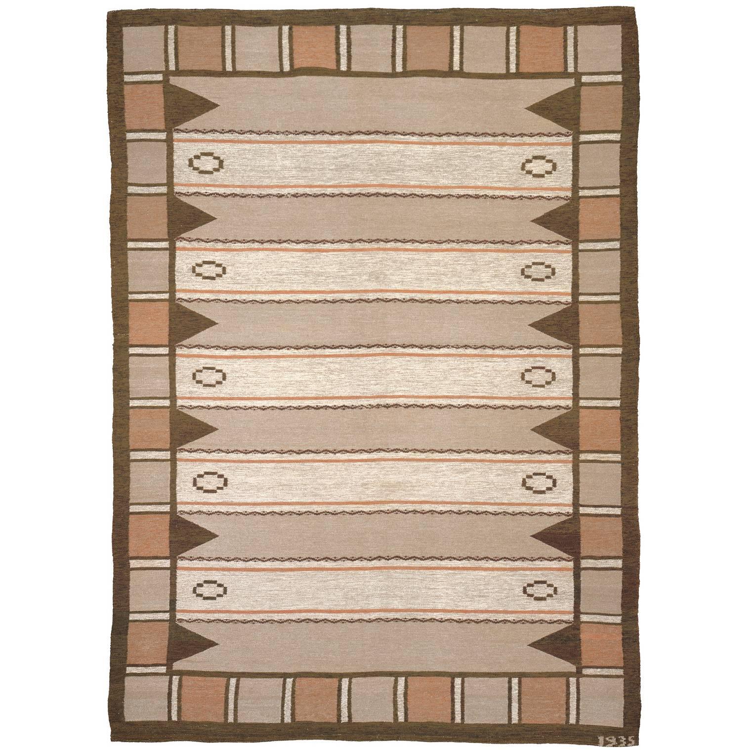 Early 20th Century Swedish Flat-Weave Carpet For Sale