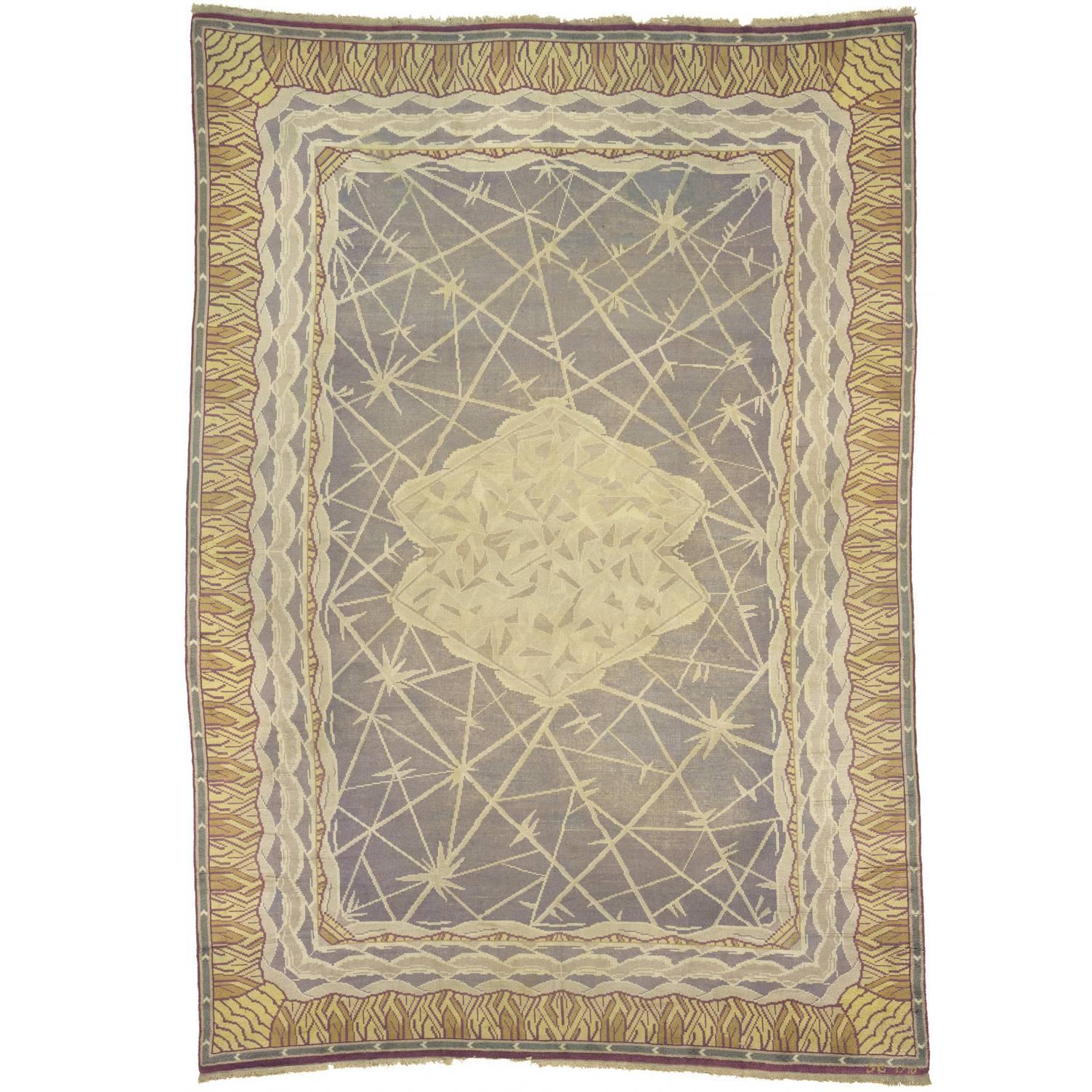 Tapis suédois à poils longs du début du XXe siècle par Selma Giobel