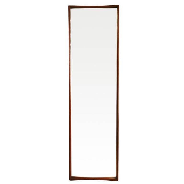 Swedish Narrow Teak Framed Entry Mirror by AB Glas and Trä For Sale
