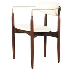 Dan Johnson “Viscount” Brass Accent and Leather Armchair for Selig