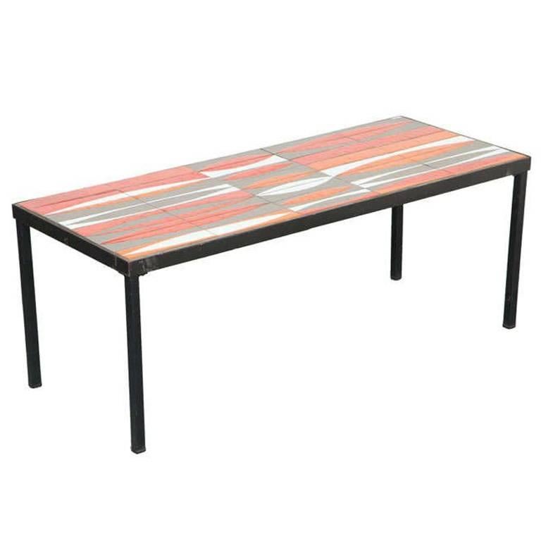 Roger Capron Coffee Table with "Navette" Tiles