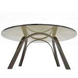 Trimark Bronze Sculptural Round Glass Coffee Table After Roger Sprunger Dunbar