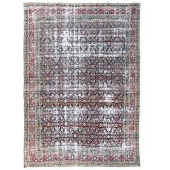 Blue Floral Antique Yazd Rug