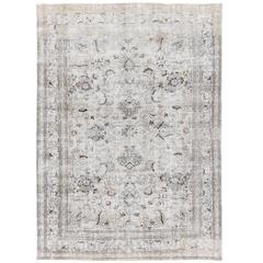 Cream & Blue Antique Tabriz Rug