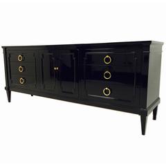 Black Lacquer Dresser with New Brass Hardware
