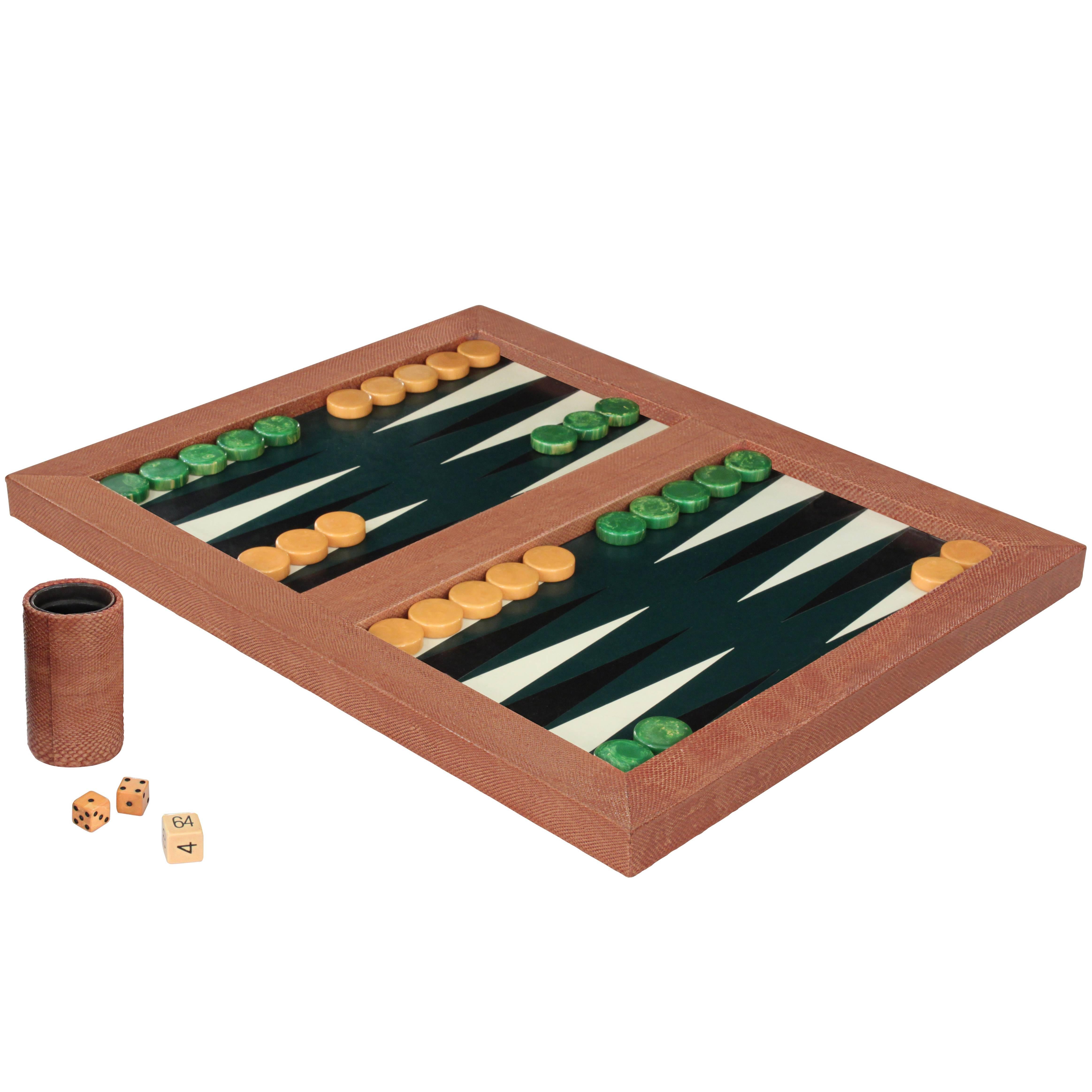 Backgammon Game Board Covered in Snake Skin by Karl Springer