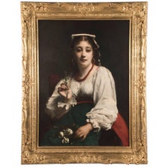 Antique 19th Century Portrait of an Italian Woman by Étienne Adolphe Piot (1850-1910)