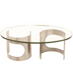 1970s Spheric Stainless Steel and Glass Top Coffee Table 4