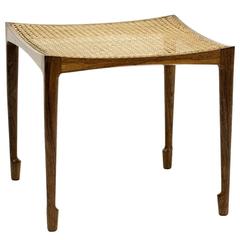 Rosewood and Rattan Stool by Bernt Petersen