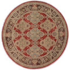 Round Red Traditional Rug