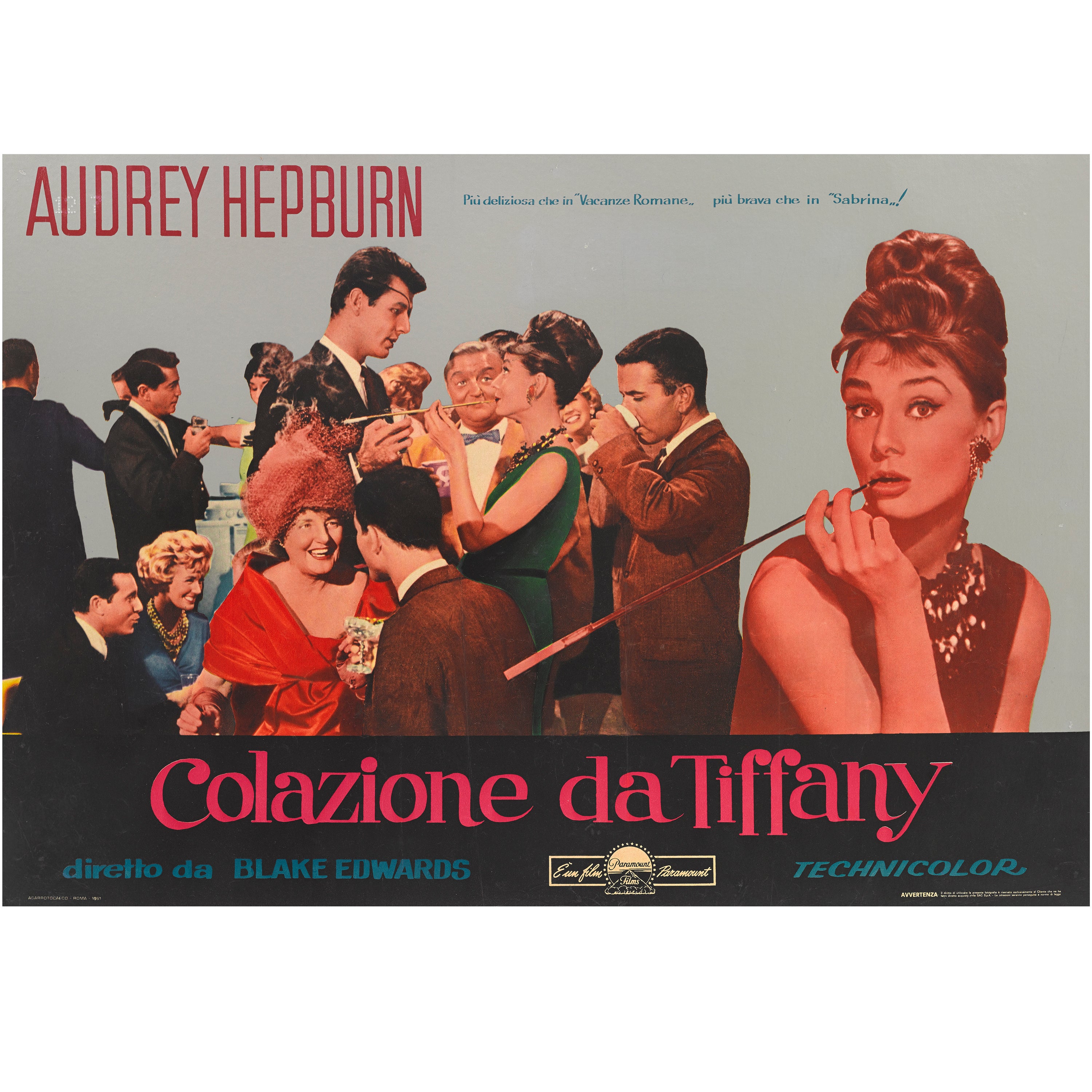Original Vintage Movie Poster Audrey Hepburn Breakfast At Tiffany's New York  For Sale at 1stDibs