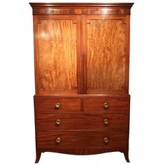 Antique George III Mahogany Linen Press, circa 1800
