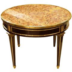French Louis XVI Style Round Marble-Top Center Table