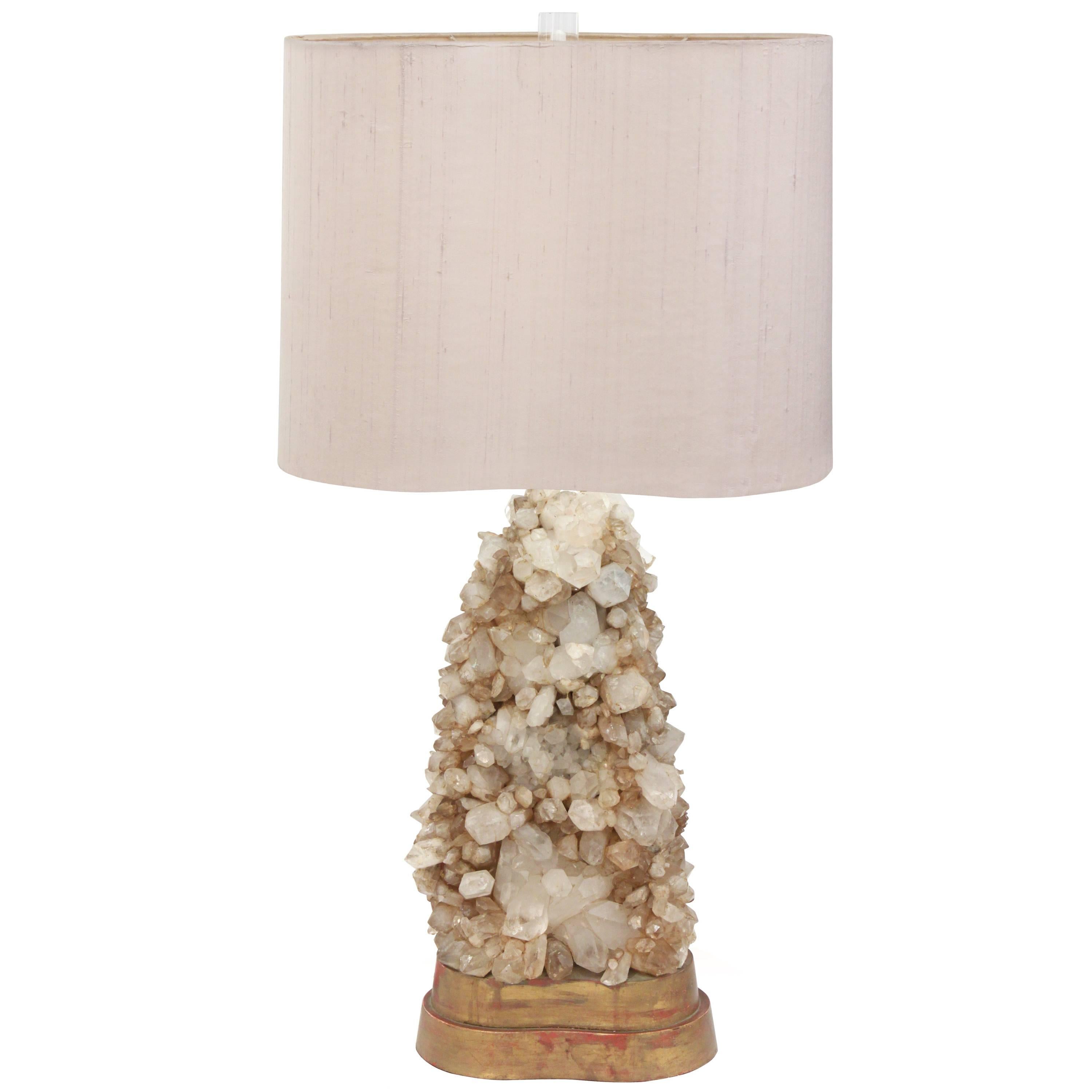 Table Lamp with Quartz Crystals by Carole Stupell﻿
