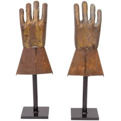 Pair of Industrial Metal Glove Hand Molds 10