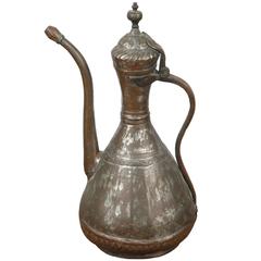 Middle Eastern Persian Tinned Copper Ewer 6