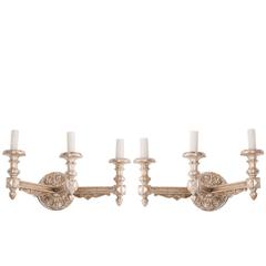 Pair of Italian 20th Century Silver Gilt Sconces