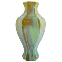 Vintage Arts and Crafts Fulper Pottery Vase with Green Flambe Glaze, circa 1920s
