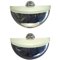 Pair of Rounded Chrome Sconces by Fontana Arte