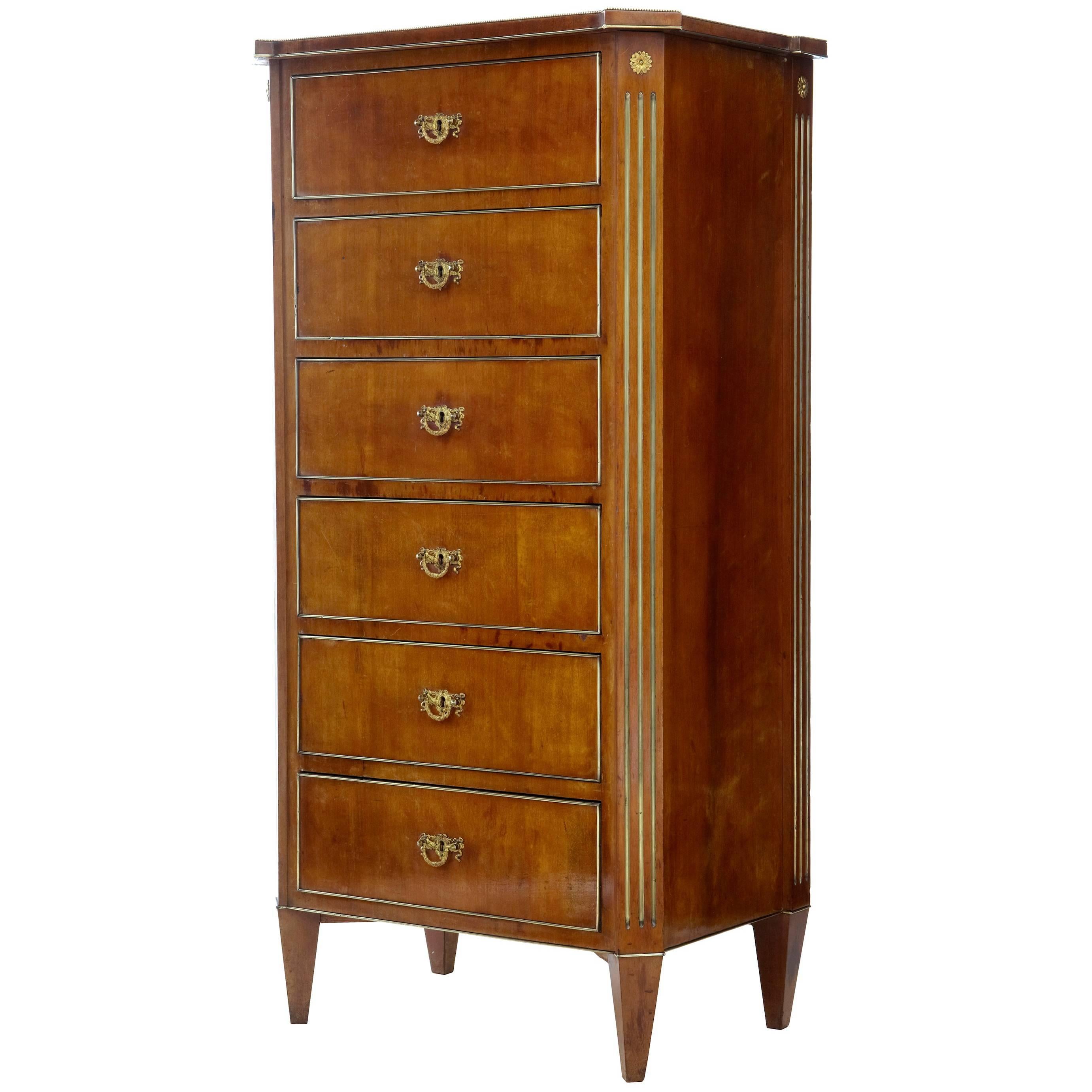 Late 19th Century Mahogany and Brass Tallboy Chest of Drawers
