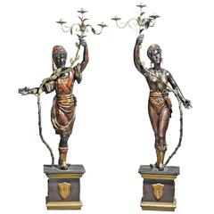 Pair of Baroque Style Wooden Blackamoor Figures as Candelabra 11