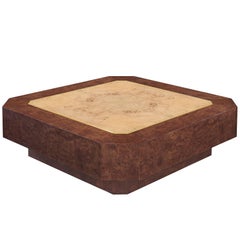 DiGerlando Coffee Table in Ash Burl with Brass Inlays by Karl Springer