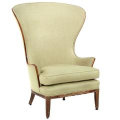 Fauteuil Wingback ancien en bois de hêtre sculpté:: 19ème siècle