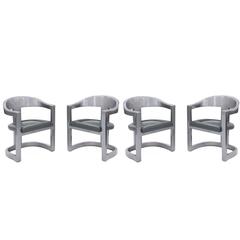 Vintage Set of Four Onassis Chairs in Metallic Gray Lacquer by Karl Springer