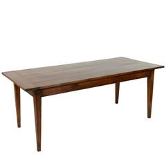 Antique French Hand Pegged Walnut Farm Table from Le Perche