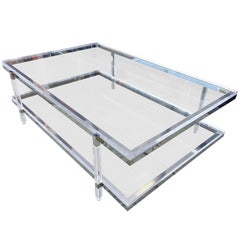 Tavolino a due piani in lucite e nichel di Charles Hollis Jones