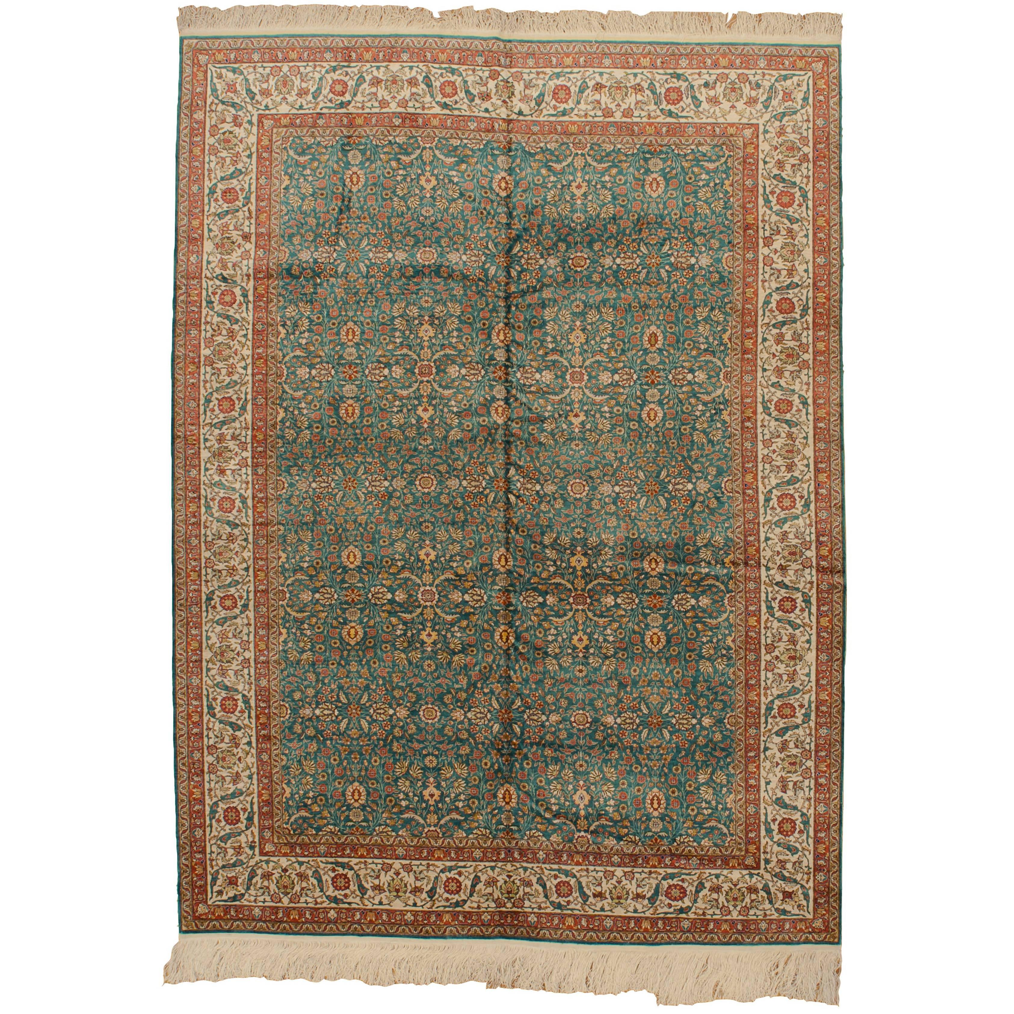 Antique Turkish Hereke Silk Rug