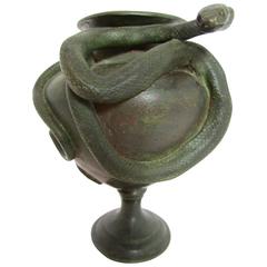 19th Century Bronze Figural Snake Urn