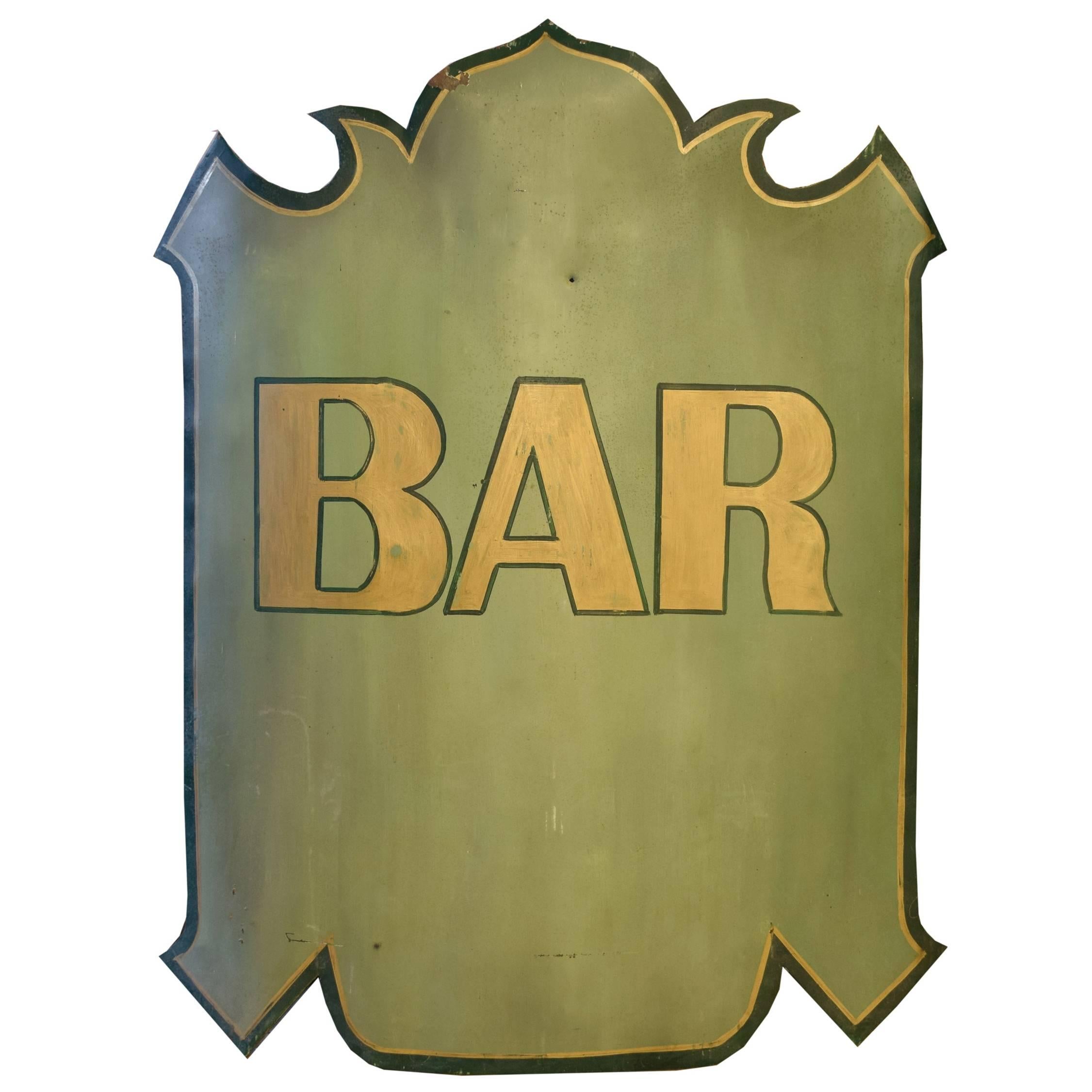 French Hand-Painted Bar Sign