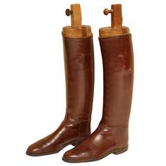 Vintage Pair of English Riding Boots with Custom Boot Trees