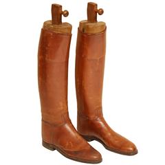 Vintage Pair of English Riding Boots with Custom Boot Trees