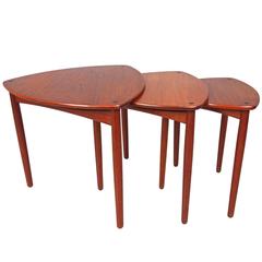 Vintage Set of Three Nesting Tables by A. Bender Madsen & Ejner Larsen for Willy Beck