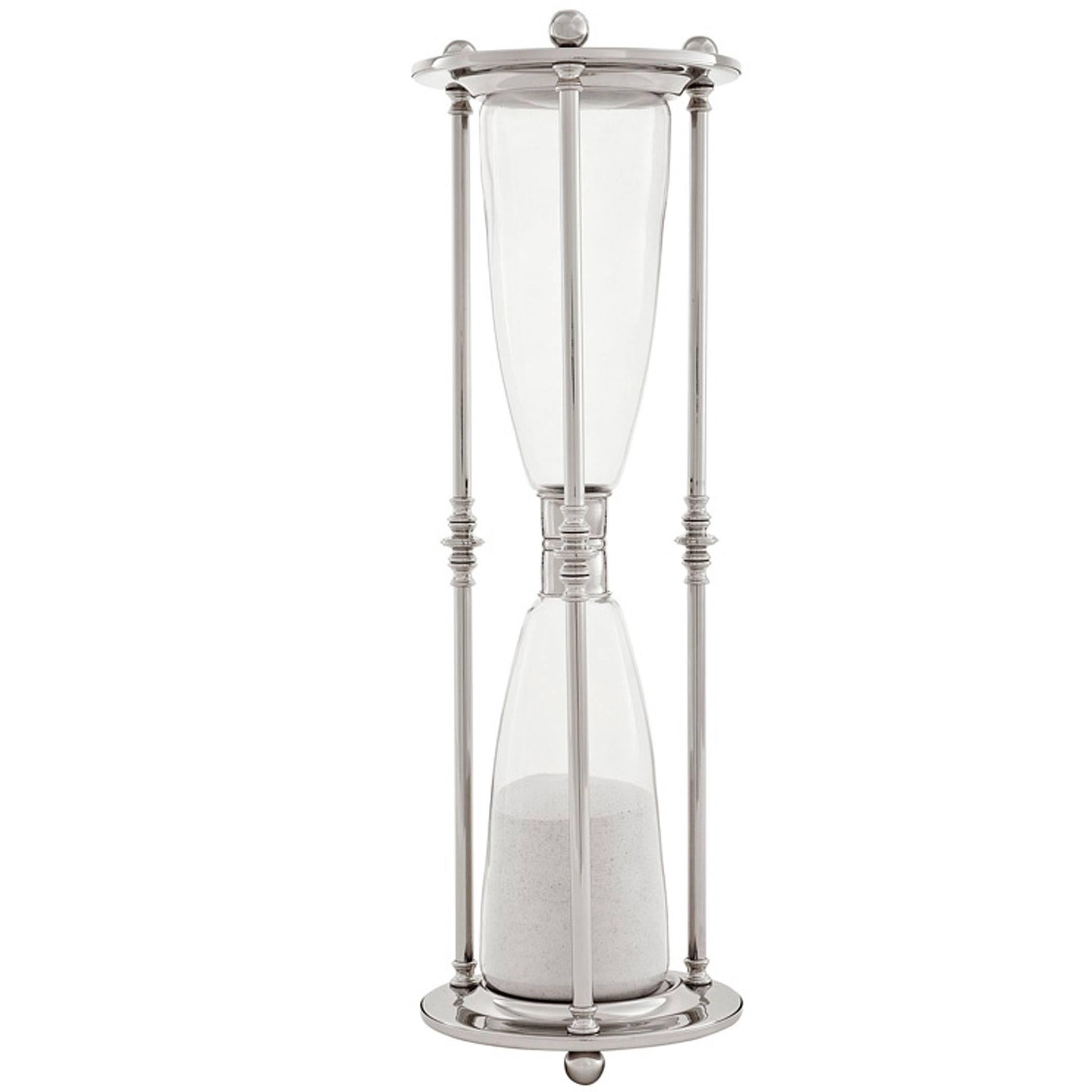 Hourglass in Nickel Finish with White and Grey Sand