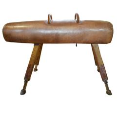 Antique Wood and Leather Pommel Horse