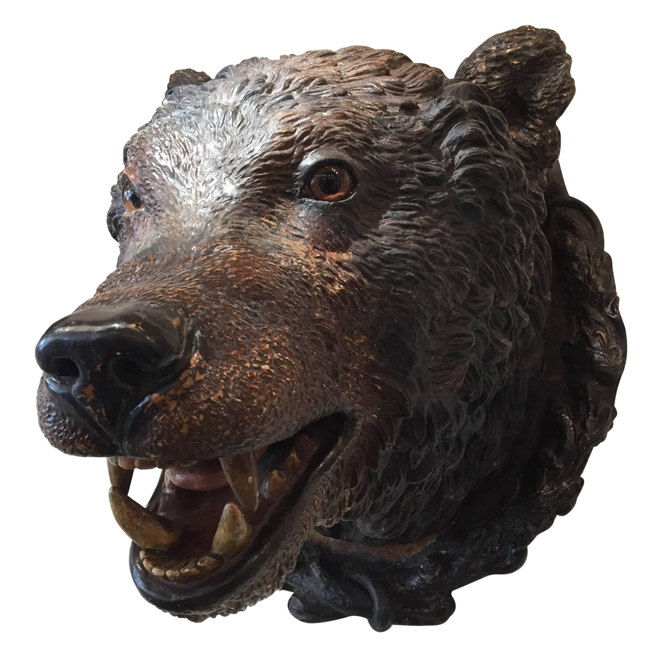 Late 19th Century Painted Bear's Head