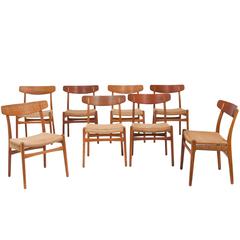 Satz von acht Stühlen von Hans Wegner, Dänemark, 1950