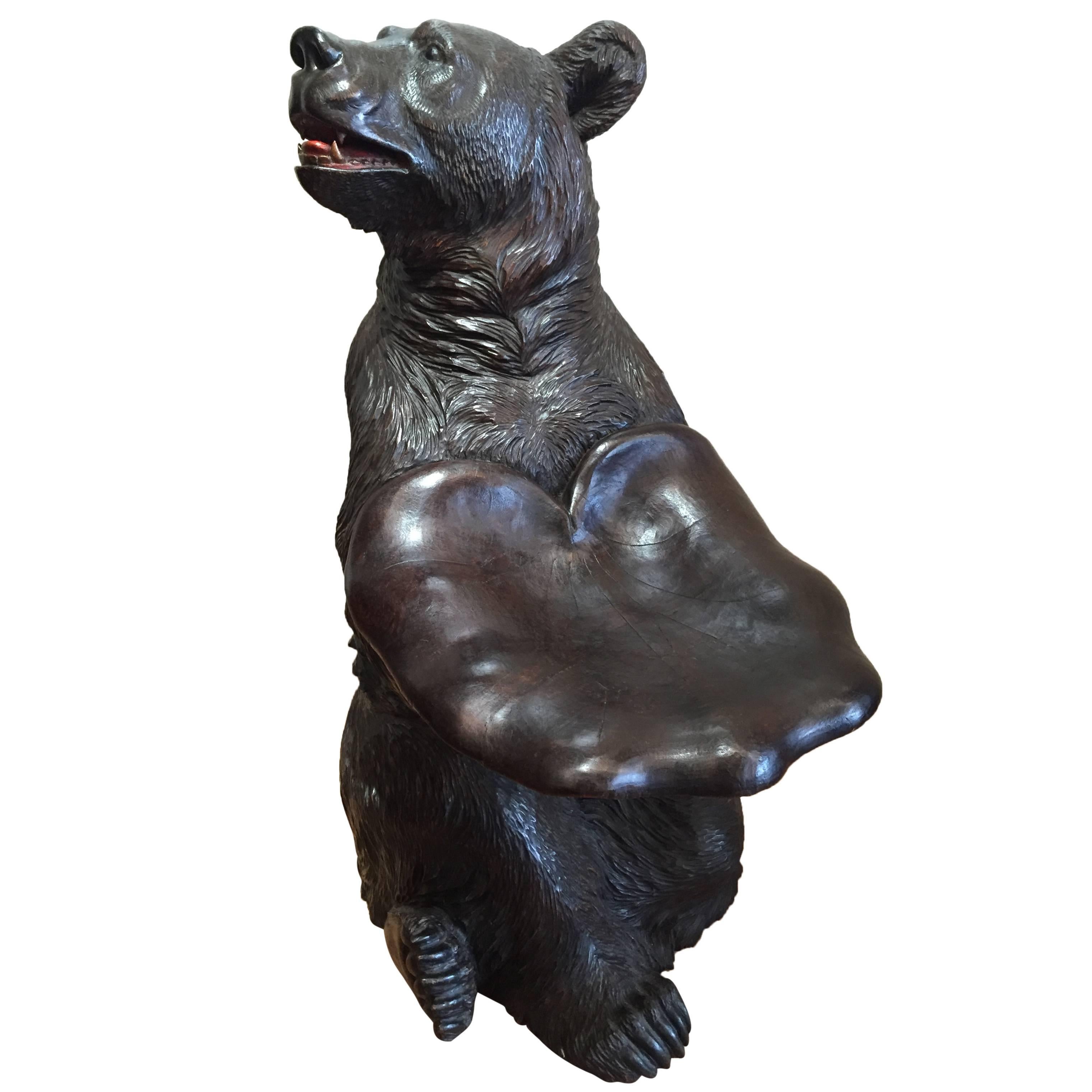 Early 20th Century Swiss Black Forest Bear Seat