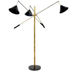 Exclusive Adjustable Italian Triennale Floor Lamp Brass & Marble Stilnovo Style 6