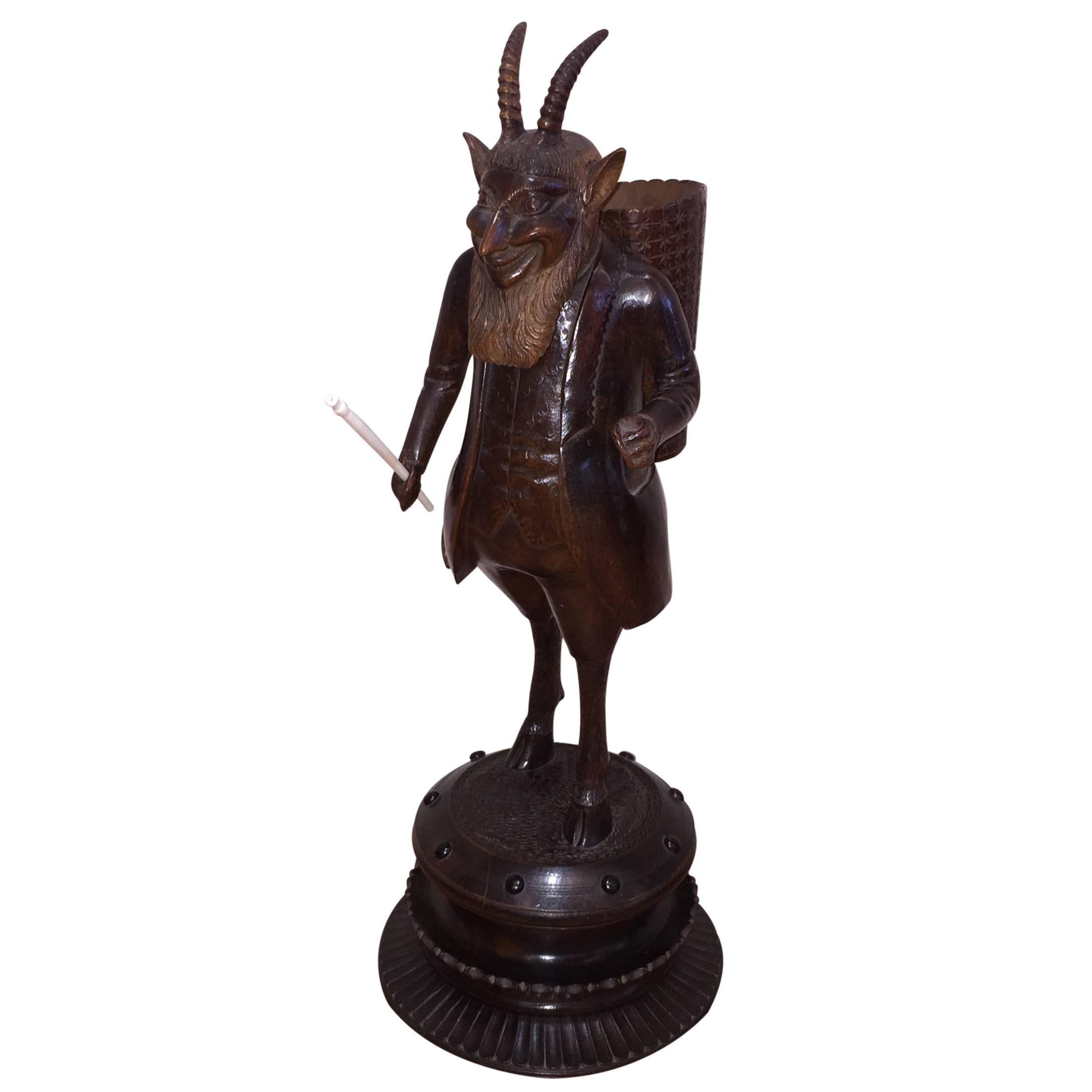 Late 19th Century Swiss Black Forest Carved Satyr For Sale