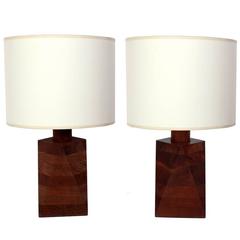 Sculptural Stacked Walnut Lamps by Gordon and Jane Martz 3