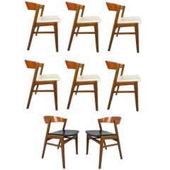 Set of Eight Kai Kristiansen Danish Modern Dining Chairs